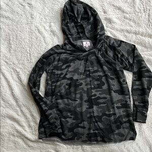Anthropologie Sundry Camouflage Hooded Long Sleeve Top